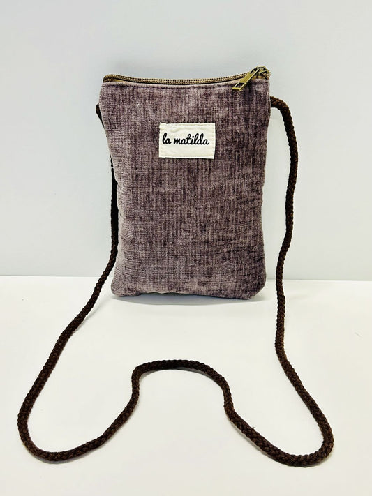Bolso Cuelga Móvil Terciopelo Berenjena