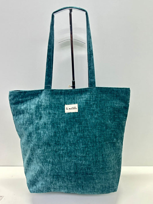 Bolsa Tote Bag Grande Terciopelo Verde