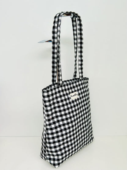 Bolsa Tote Bag Gingham Negro