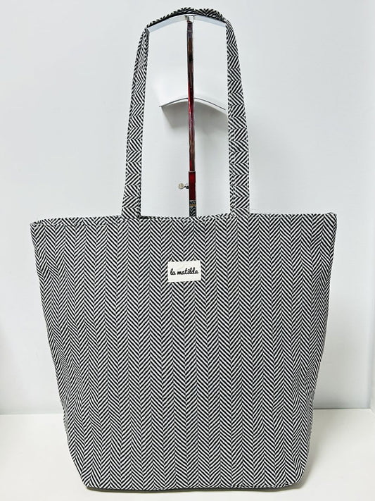 Bolsa Tote Bag Grande Trigo Negro
