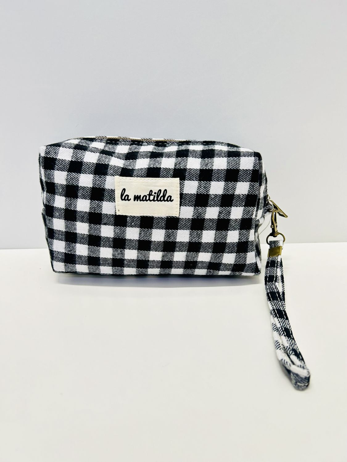 Neceser Rectangular Gingham Negro