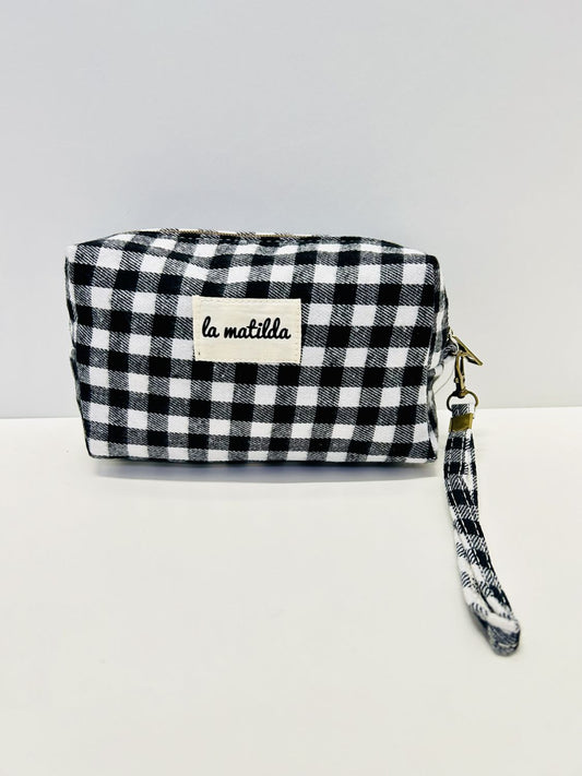 Neceser Rectangular Gingham Negro