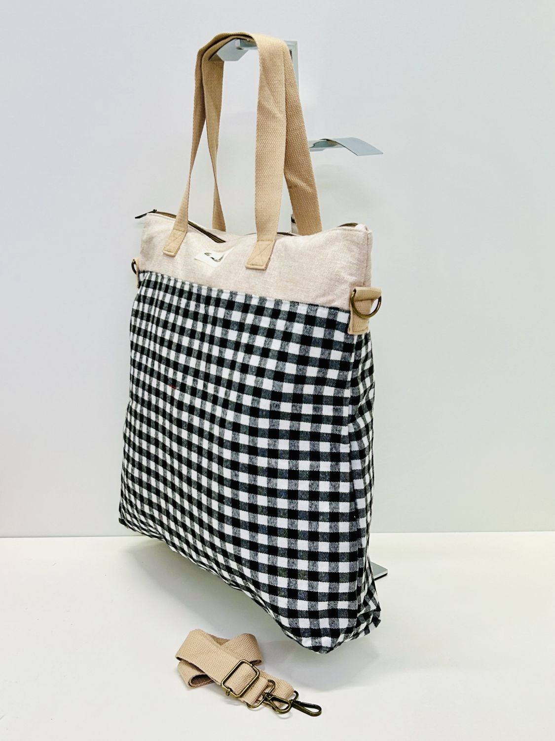 Bolsa de Viaje Grande Gingham Negro