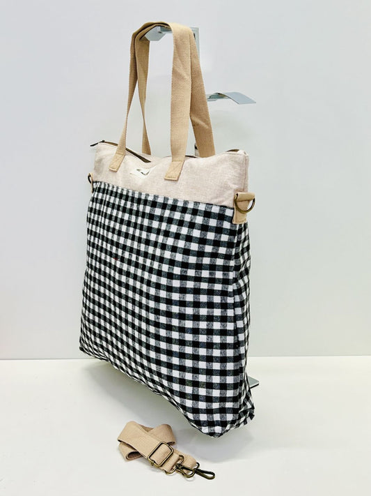 Bolsa de Viaje Grande Gingham Negro