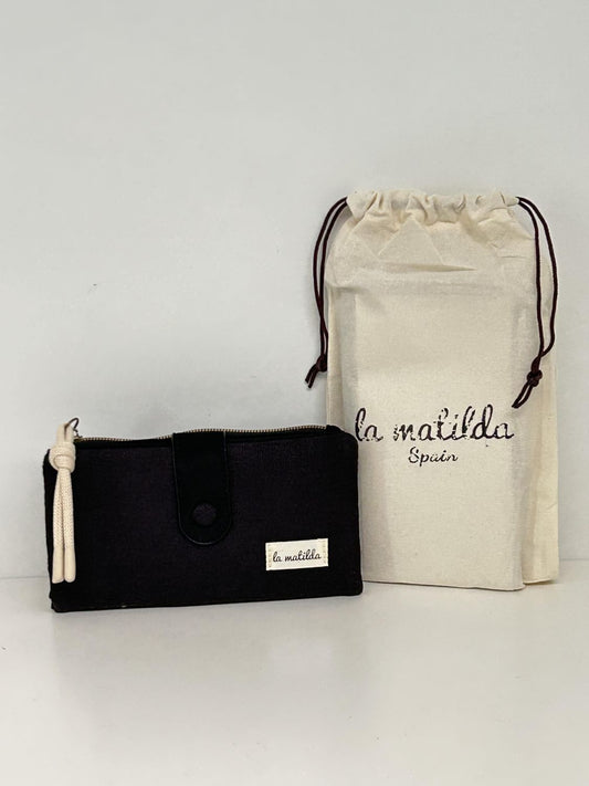 Cartera Grande Unicolor Negra