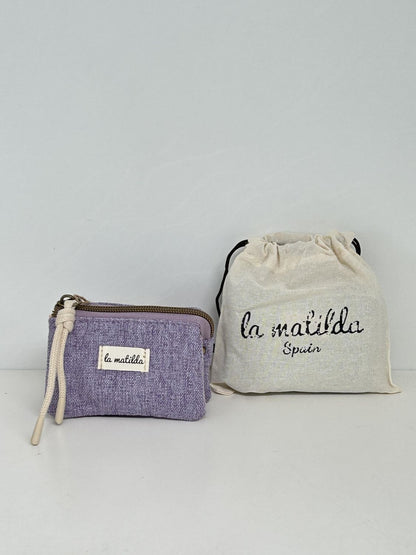 Monedero Tres Compartimentos Unicolor Violeta