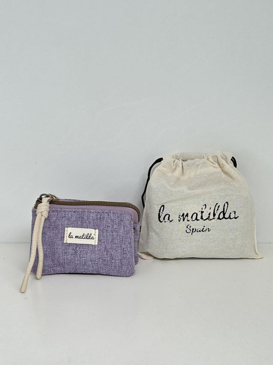 Monedero Tres Compartimentos Unicolor Violeta