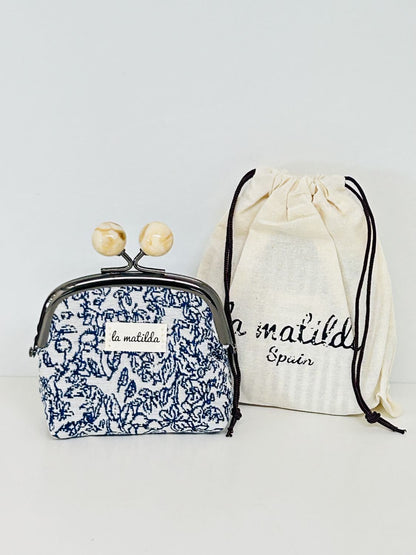 Monedero de Boquilla con Cierre de Bolas Pattern Azul