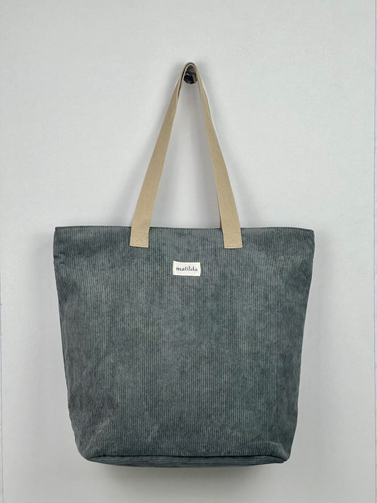 Bolsa Tote Bag grande en Pana Gris