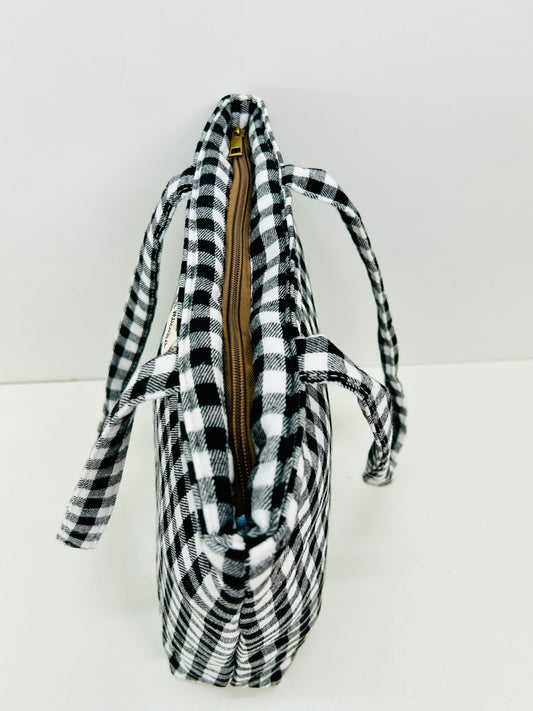 Bolsa Tote Bag Gingham Negro