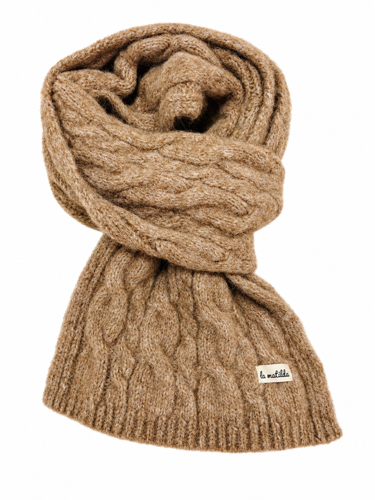 Bufanda de Lana Camel Trenzado