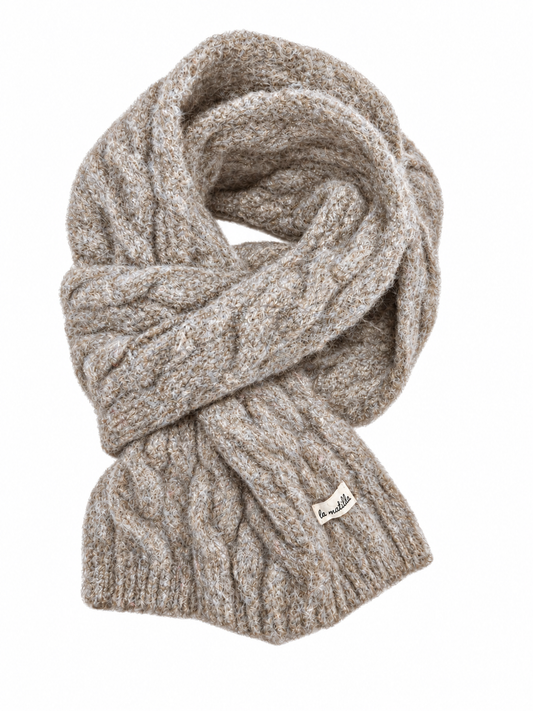 Bufanda de Lana Khaki Trenzado