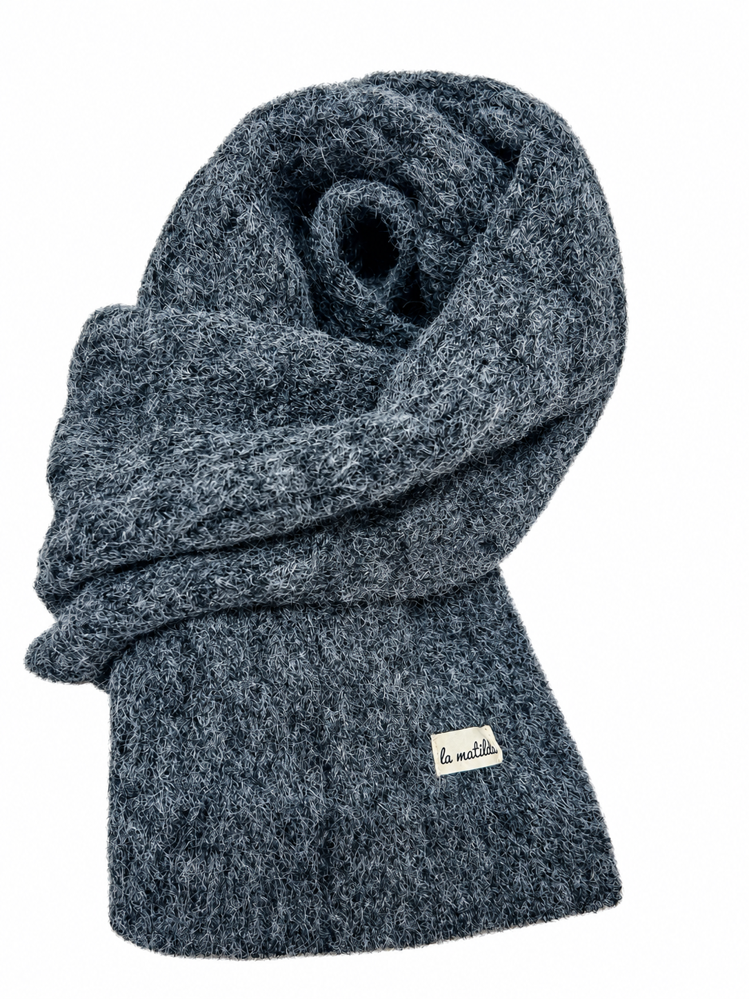 Bufanda de Lana Gris Carbón Trenzado