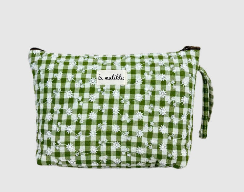 Neceser Maxi Bordado Gingham Verde