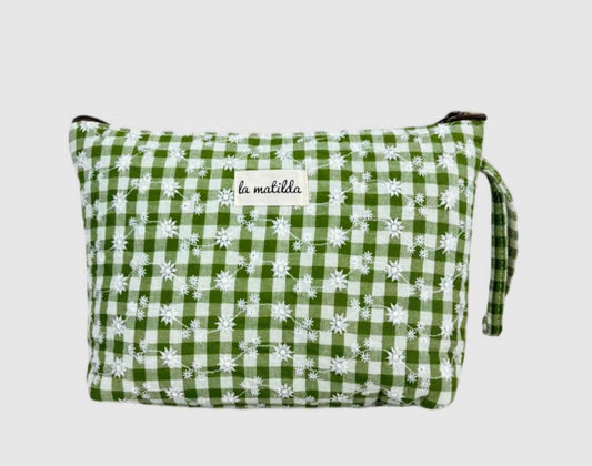 Neceser Maxi Bordado Gingham Verde