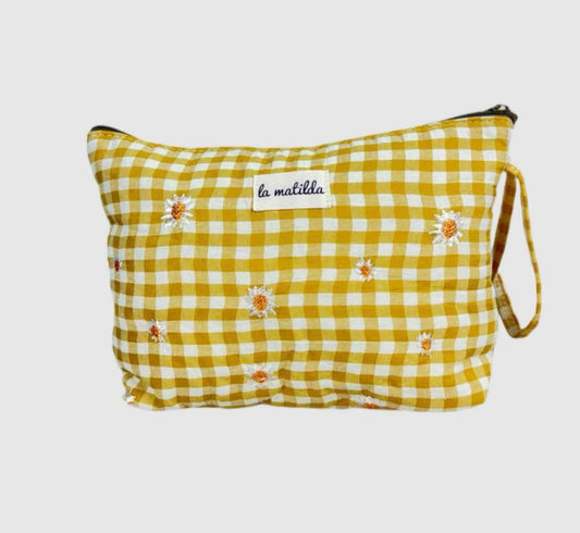Neceser Maxi Bordado Gingham Mostaza