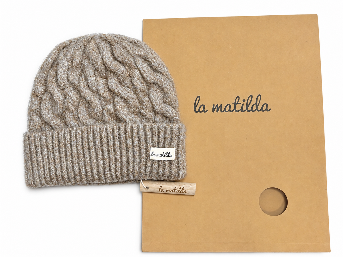 Gorro de Lana Khaki Trenzado