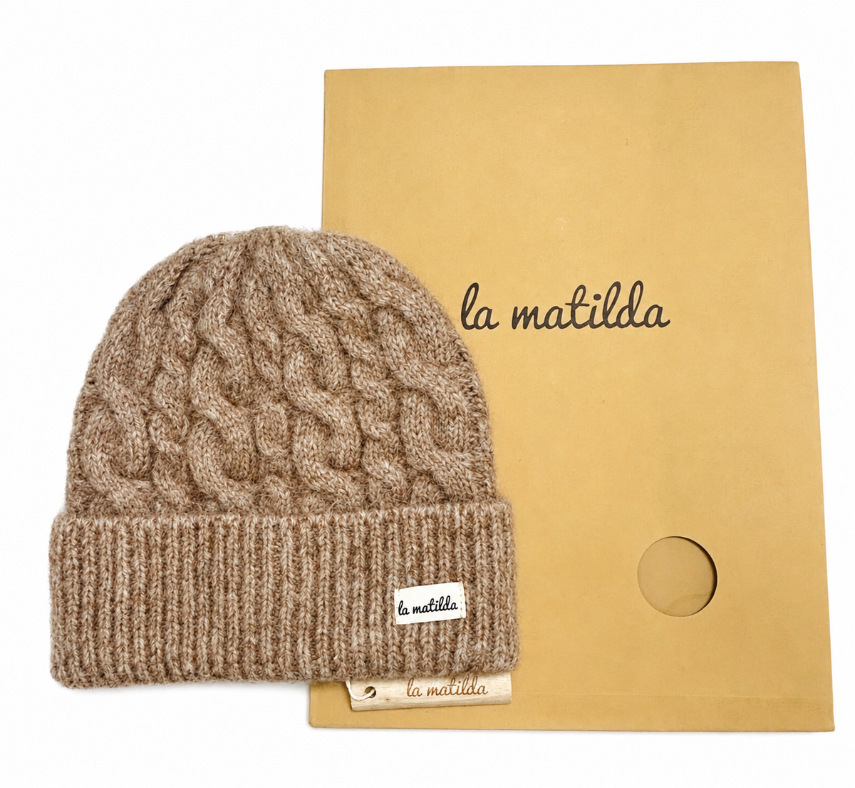 Gorro de Lana Camel Trenzado