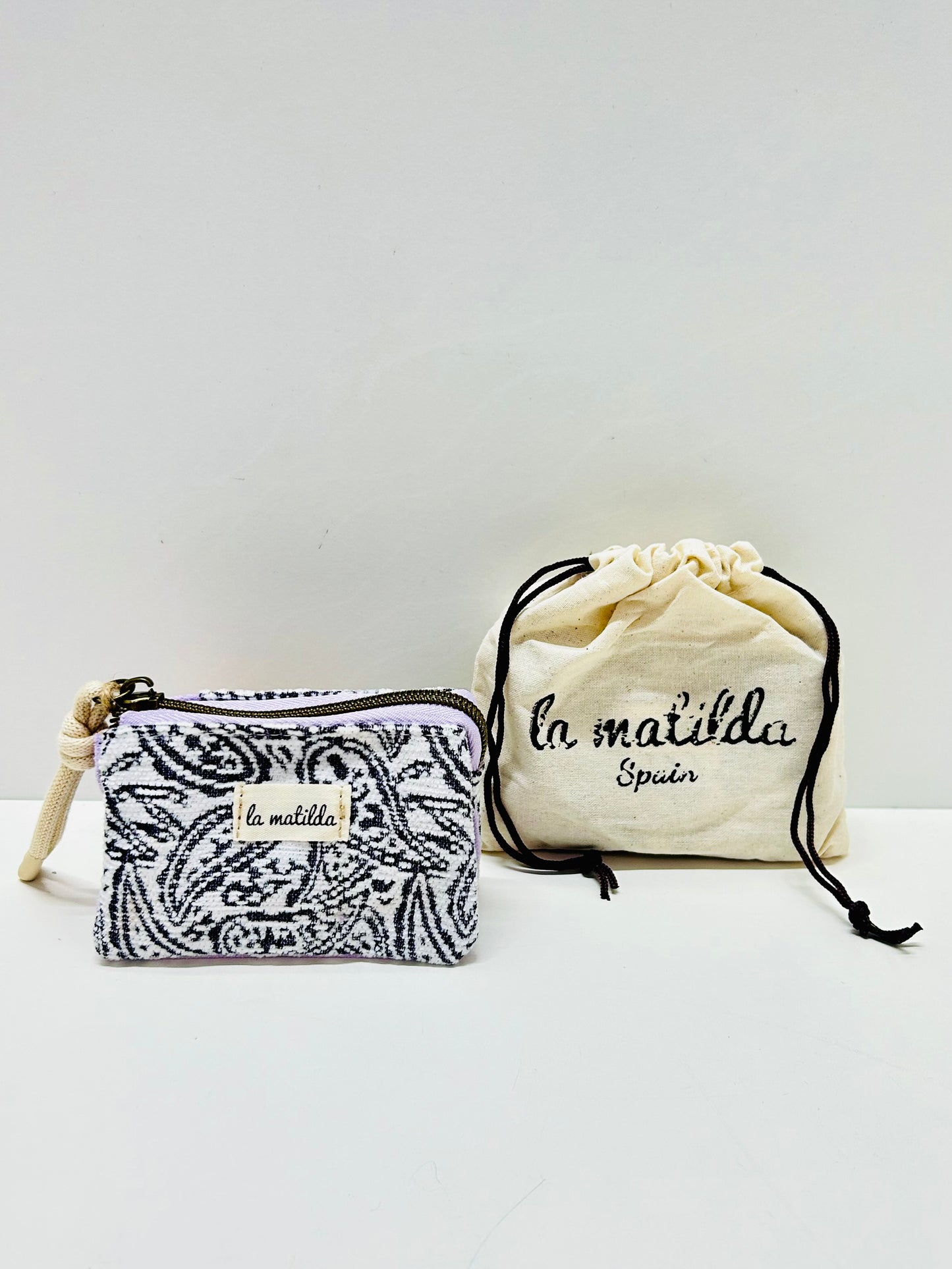 Monedero Tres Compartimentos Hojas Morado