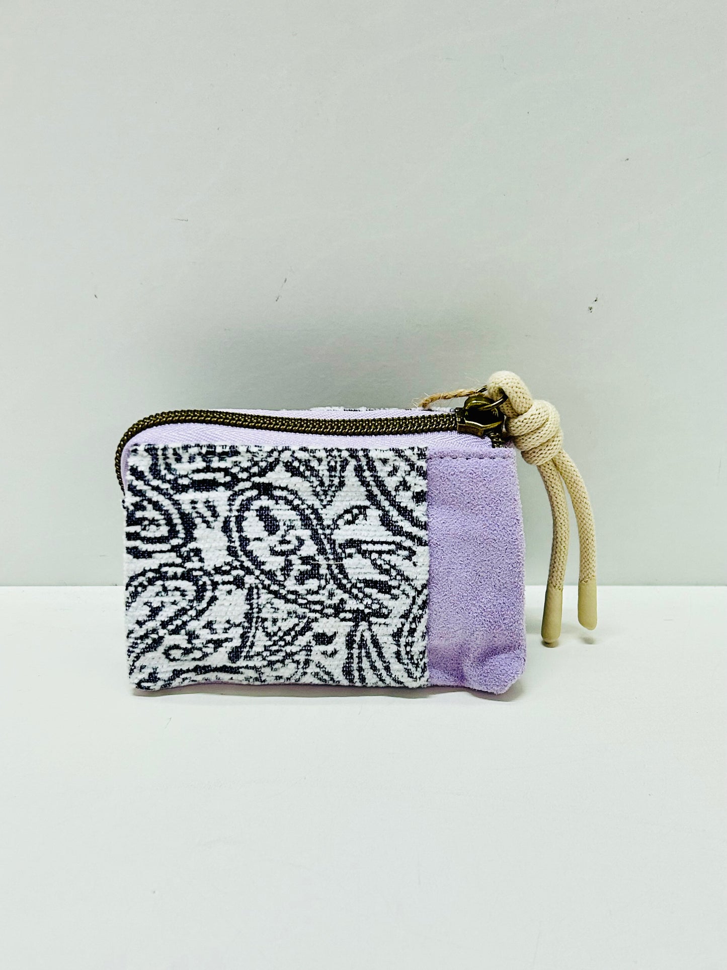 Monedero Tres Compartimentos Hojas Morado