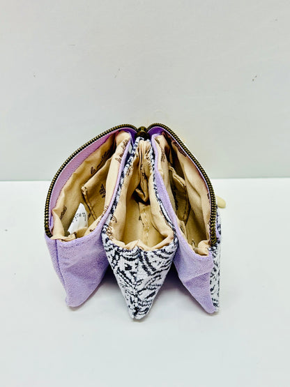 Monedero Tres Compartimentos Hojas Morado