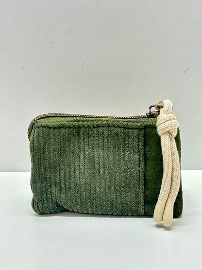 Monedero Tres Compartimentos Pana Oliva