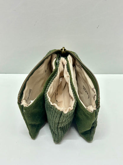 Monedero Tres Compartimentos Pana Oliva