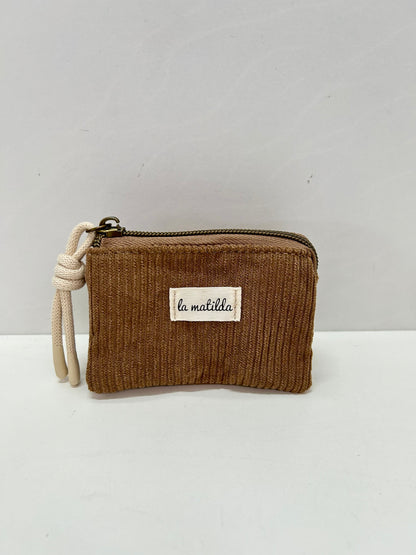 Monedero Tres Compartimentos Pana Marrón Tostado