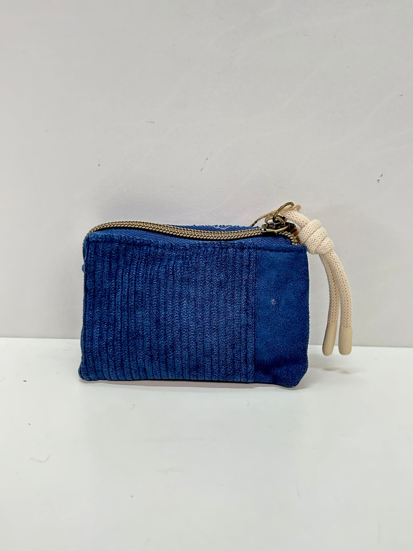 Monedero Tres Compartimentos Pana Azulón