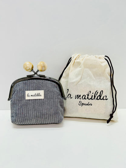 Monedero de Boquilla con Cierre de Bolas Pana Antracita