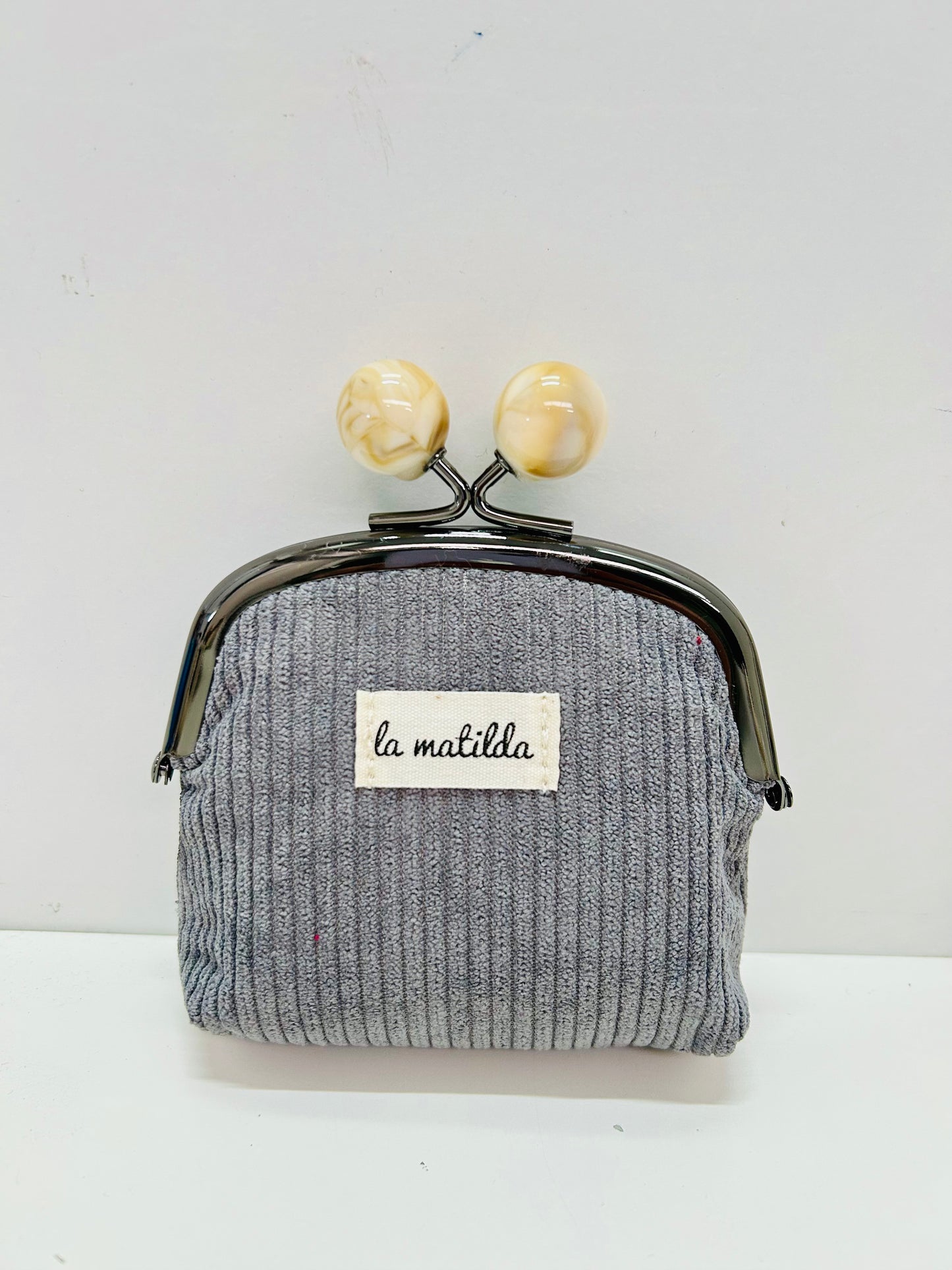 Monedero de Boquilla con Cierre de Bolas Pana Antracita