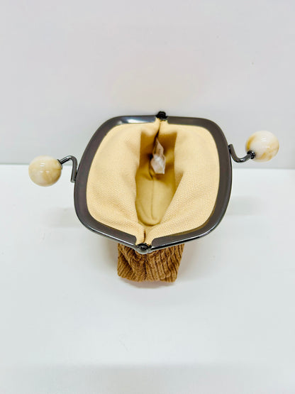 Monedero de Boquilla con Cierre de Bolas Pana Marrón Tostado