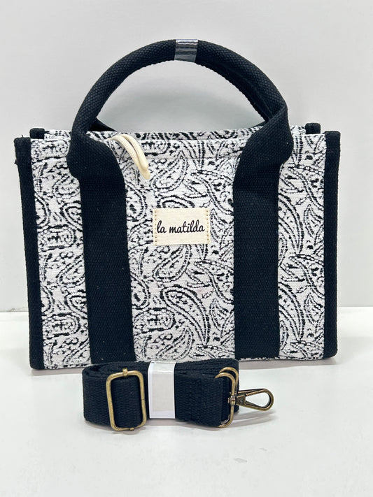 Bolso de mano Hojas Negro