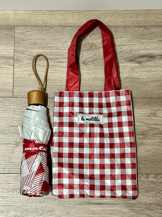 Paraguas plegable La Matilda Gingham Rojo