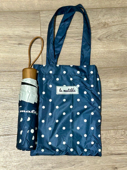 Paraguas plegable La Matilda Topos Azul