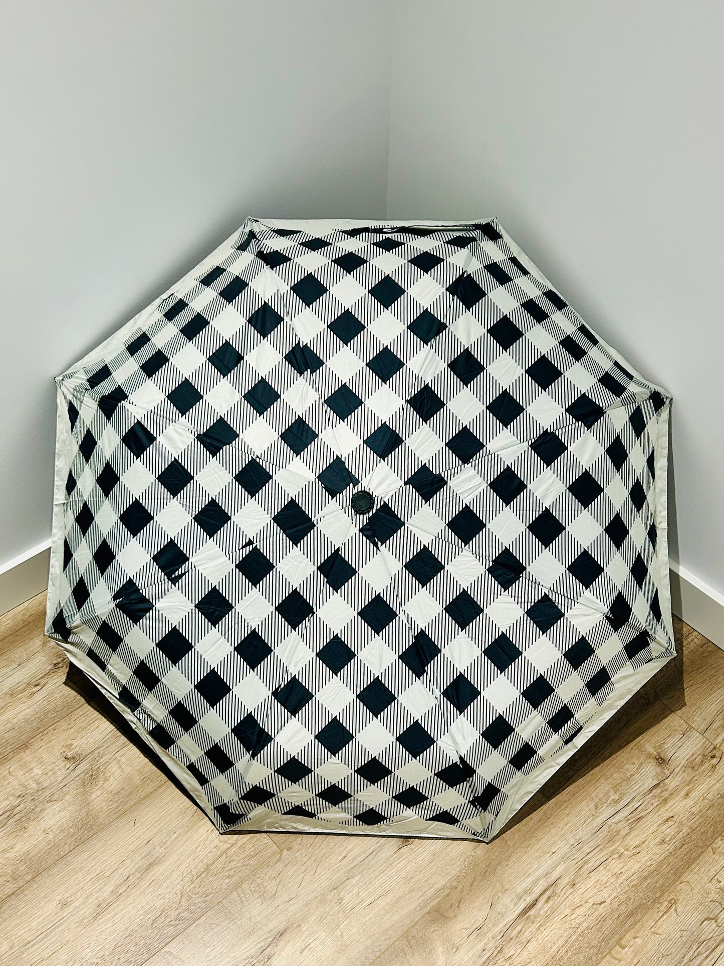 Paraguas plegable La Matilda Gingham Negro