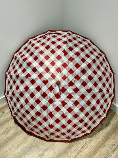 Paraguas largo 16 varillas La Matilda Gingham Rojo