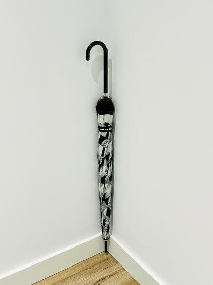 Paraguas largo 16 varillas La Matilda Gingham Negro