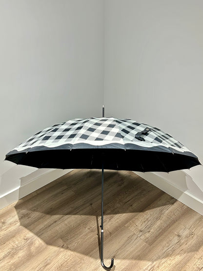 Paraguas largo 16 varillas La Matilda Gingham Negro