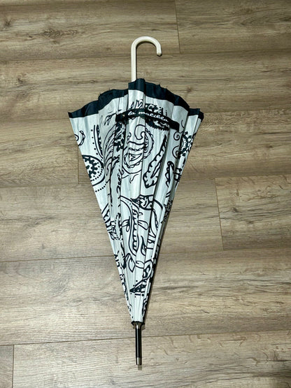 Paraguas largo 16 varillas La Matilda Hojas Negro