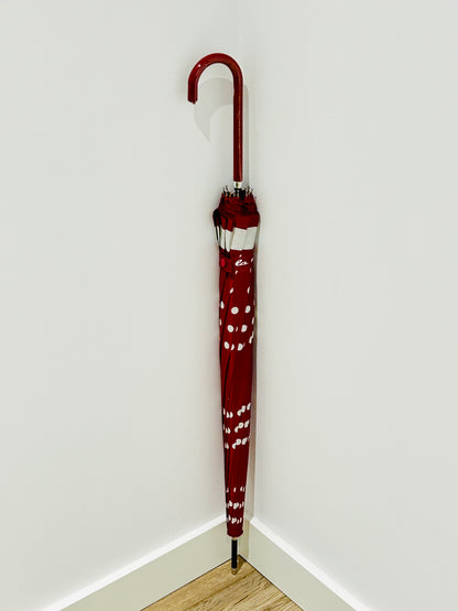 Paraguas largo 16 varillas La Matilda Topos Rojo