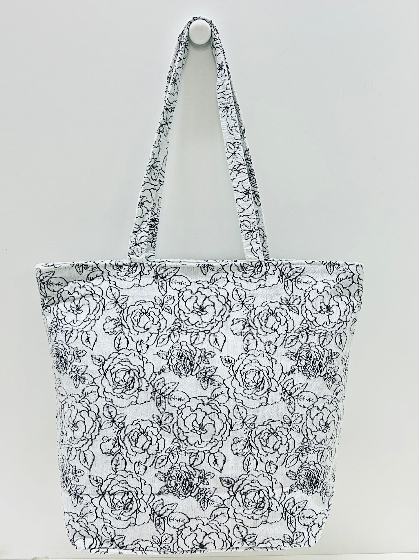 Bolsa Tote Bag Grande Rosa Negro