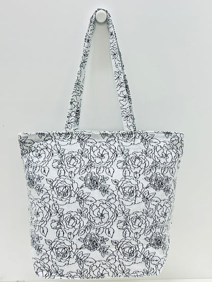 Bolsa Tote Bag Grande Rosa Negro