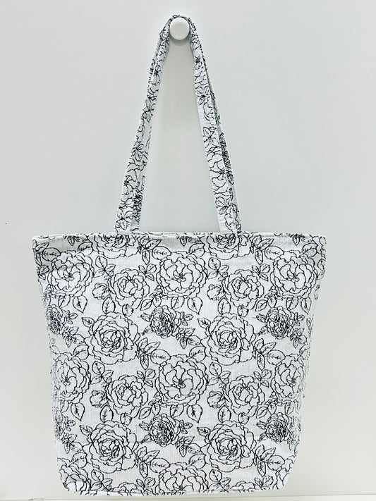 Bolsa Tote Bag Grande Rosa Negro