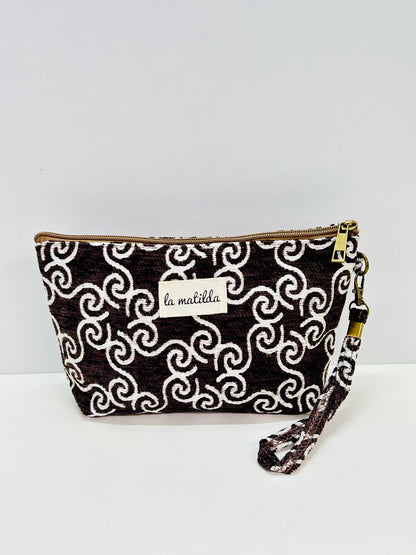 Neceser Grande Marrón Hilo Plata