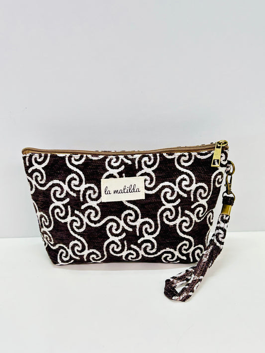 Neceser Grande Marrón Hilo Plata