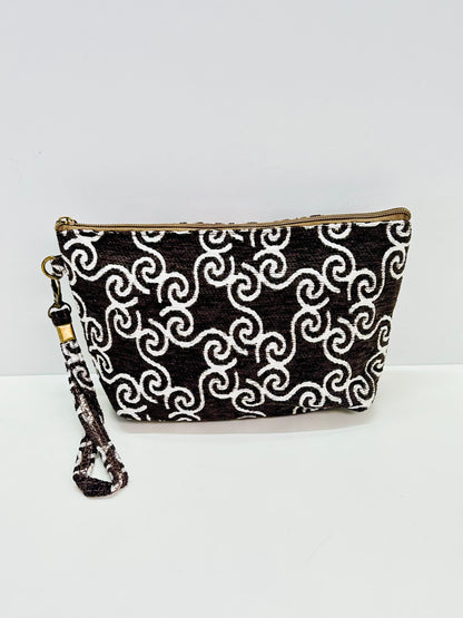 Neceser Grande Marrón Hilo Plata