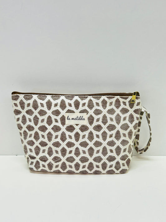 Neceser Flor Gris Hilo Plata