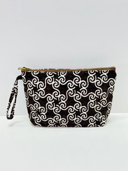 Neceser Flor Marrón Hilo Plata