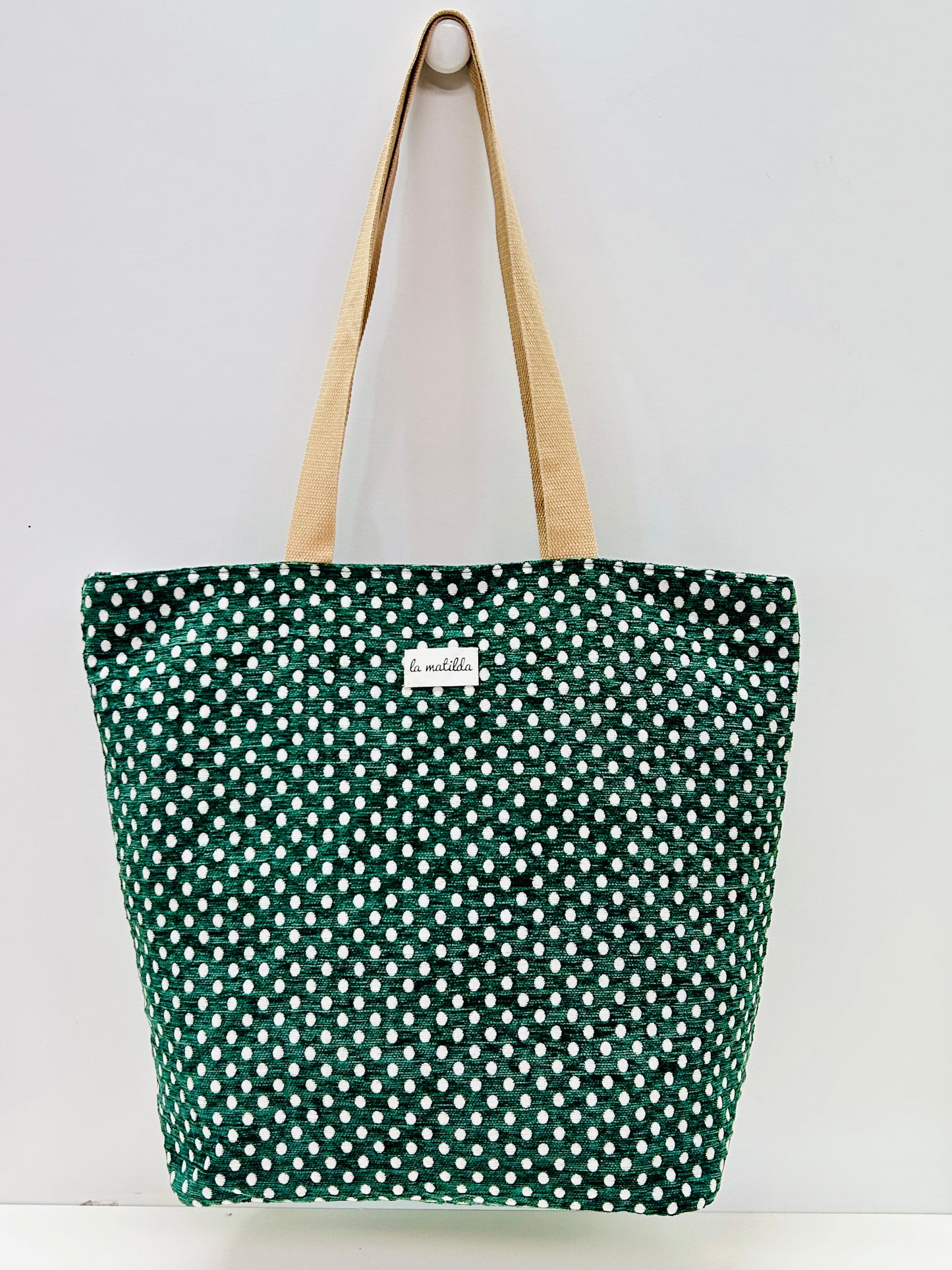 Bolsa Tote Bag Grande Lunares Verde